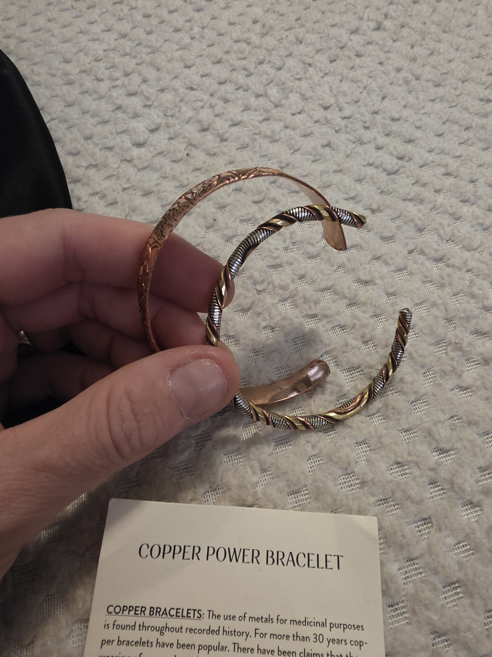 Copper Power Bracelet - Decorative Copper and Two-Tone Twisted Bangle - Picture 2 of 2